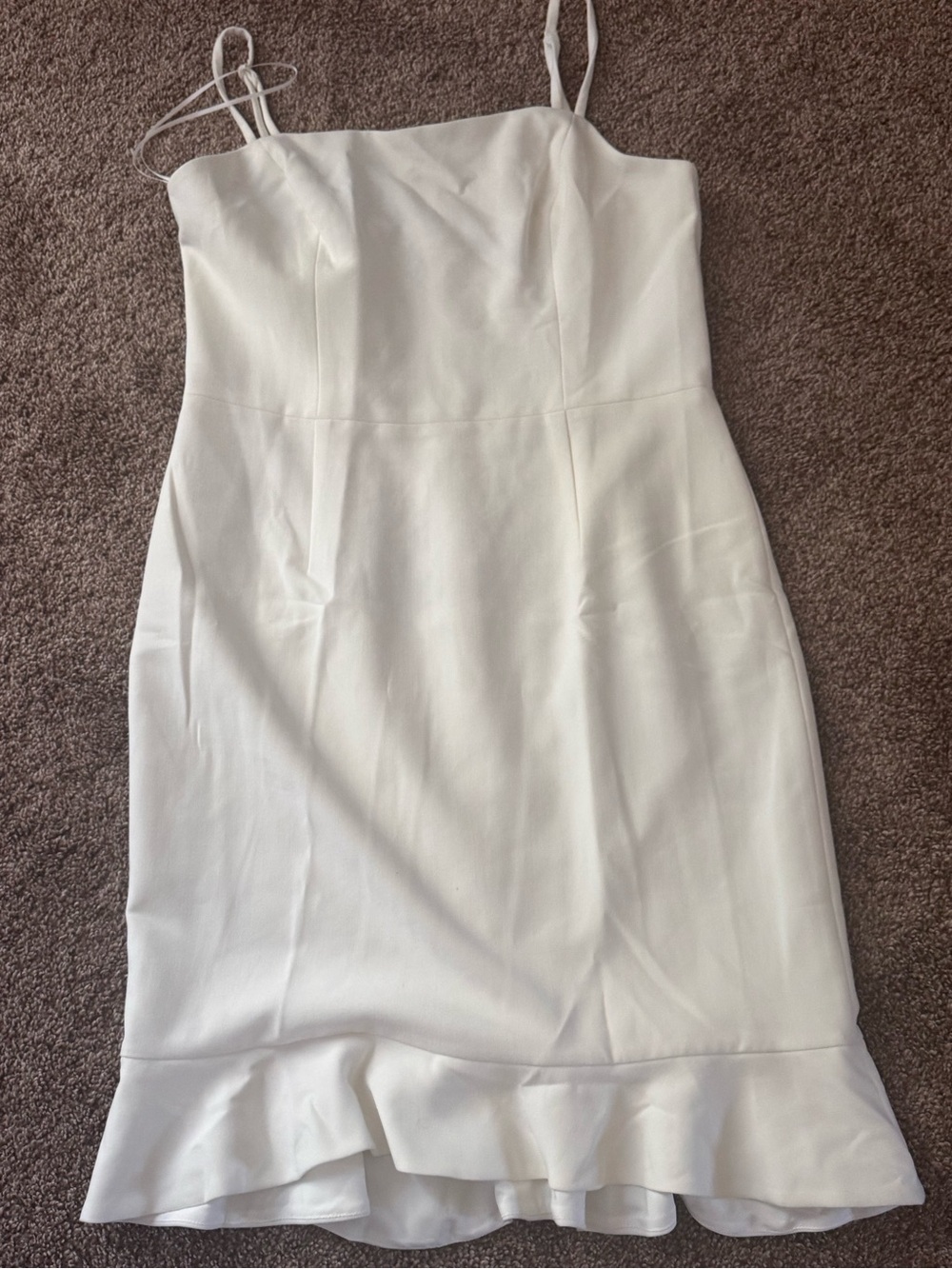 French Connection White Spaghetti-Strap Ruffle-Hem Mini Dress